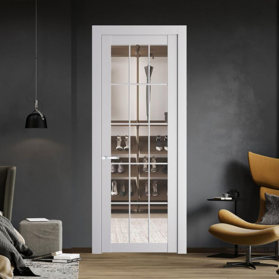 Межкомнатная дверь ProfilDoors 2.1.2 (р.15) PD цвет Крем Вайт вставка Прозрачное