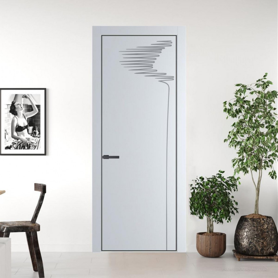 Межкомнатная дверь ProfilDoors 25 PA с фрезерованным рисунком Вайт с профилем Серая Ночь