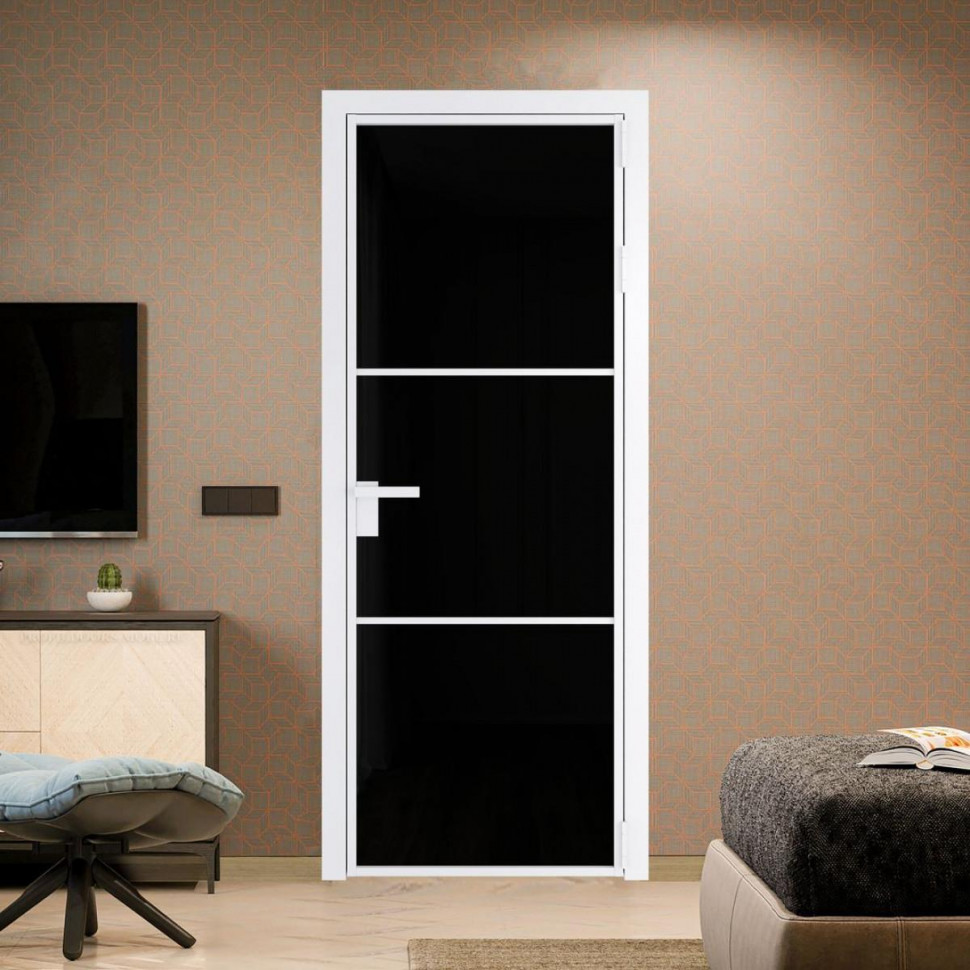 Межкомнатная дверь ProfilDoors 13 AG стекло Триплекс черный цвет профиля Вайт