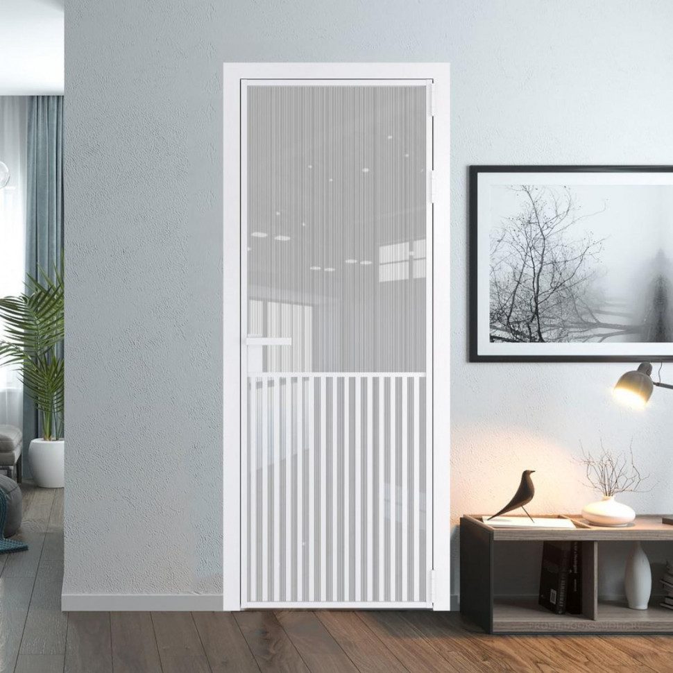 Межкомнатная дверь ProfilDoors 15 AG стекло Узор Страйп цвет профиля Вайт