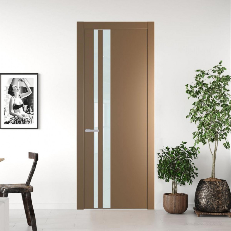 Межкомнатная дверь ProfilDoors 20 PW Перламутр золото Lacobel Белый лак молдинг Серебро