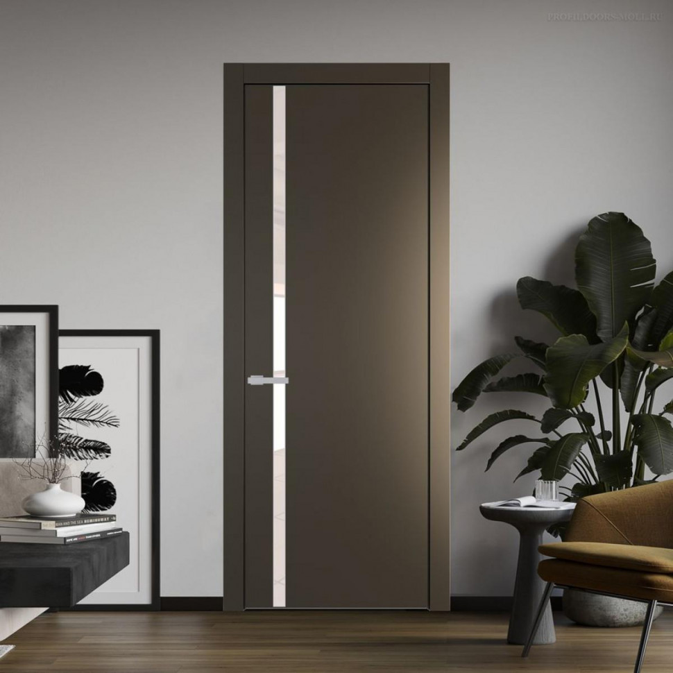 Межкомнатная дверь ProfilDoors 21 PW Перламутр бронза Lacobel Перламутровый лак молдинг Серебро
