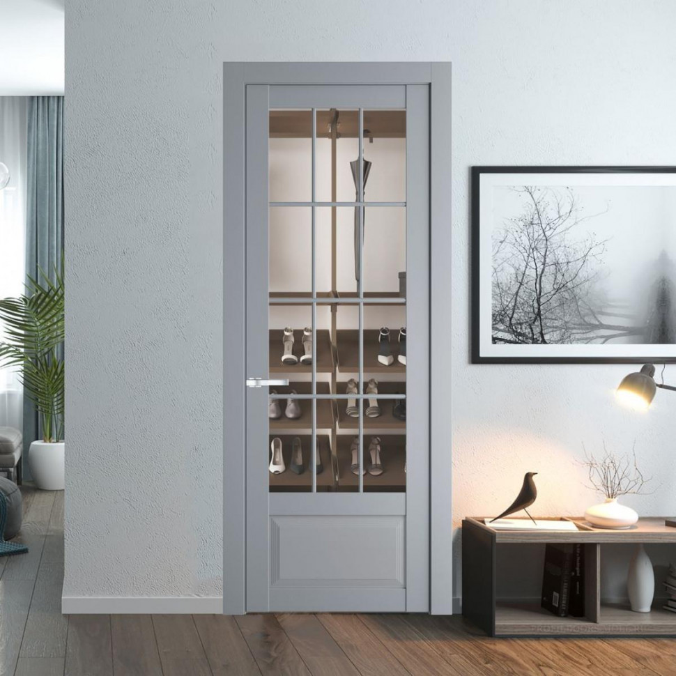 Межкомнатная дверь ProfilDoors 2.2.2 (р.12) PD цвет Смоки вставка Прозрачное