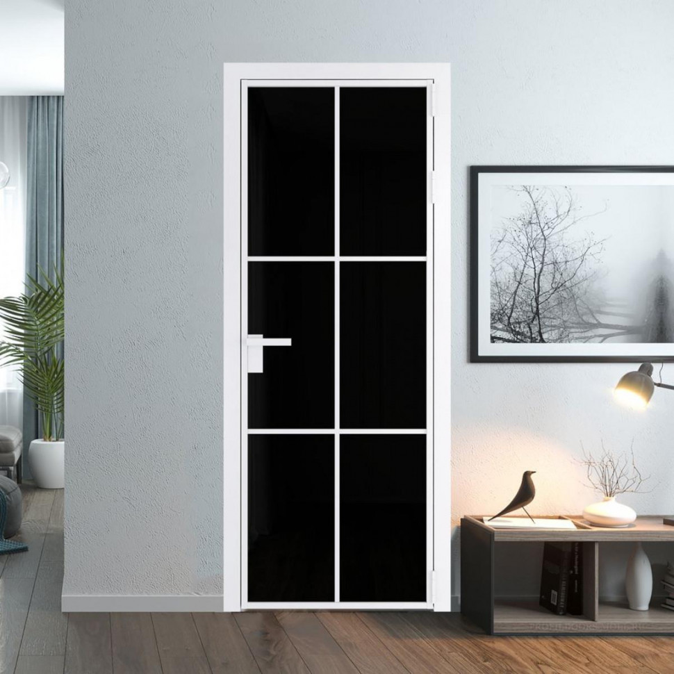 Межкомнатная дверь ProfilDoors 3 AG стекло Триплекс черный цвет профиля Вайт