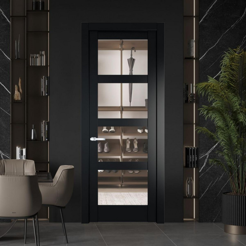 Межкомнатная дверь ProfilDoors 3.4.2 PD цвет Блэк вставка Прозрачное