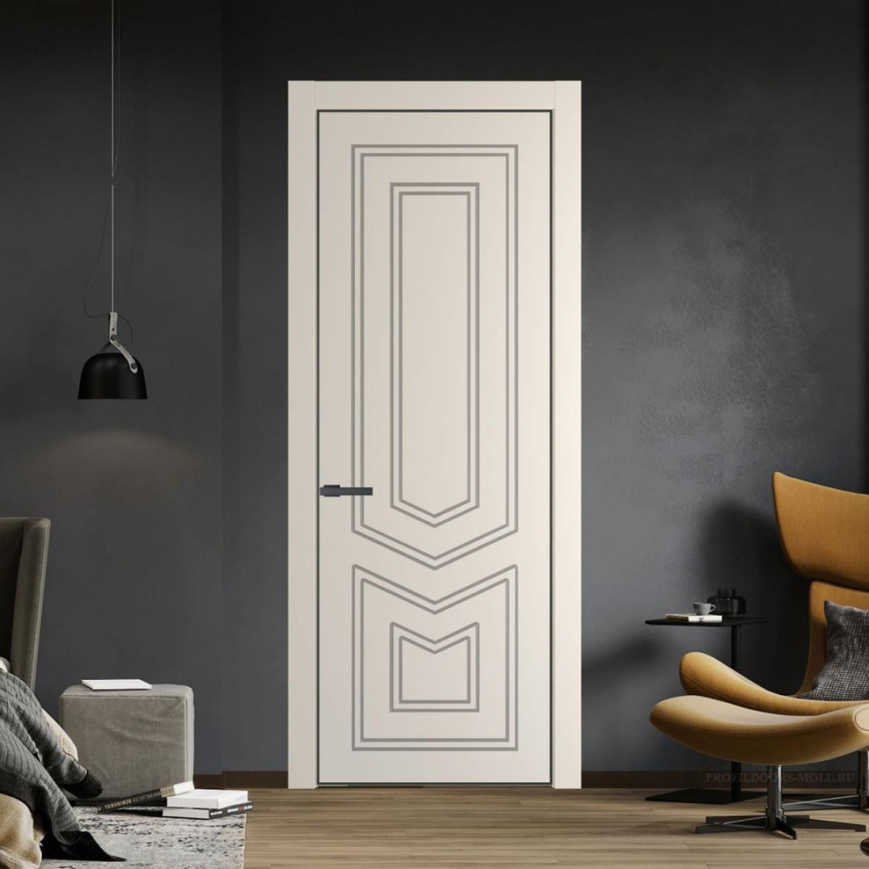 Межкомнатная дверь ProfilDoors 29 PA с фрезерованным рисунком Кремовая Магнолия с профилем Серая Ночь