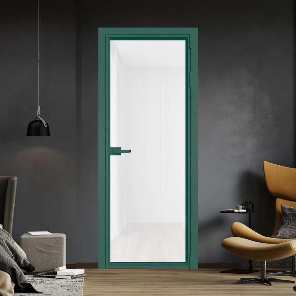 Межкомнатная дверь ProfilDoors 1 AV Триплекс белый профиль Зеленый воск