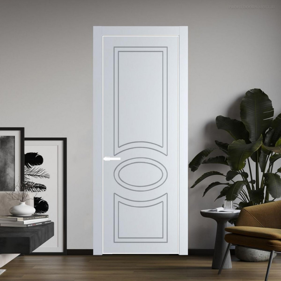 Межкомнатная дверь ProfilDoors 36 PE с фрезерованным рисунком Вайт с алюминиевой кромкой Вайт