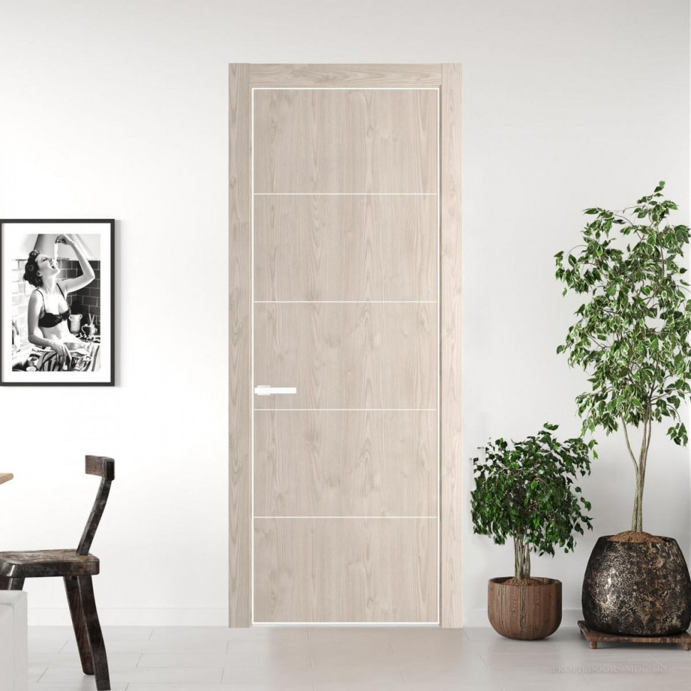 Межкомнатная дверь ProfilDoors 15 NE Каштан светлый с кромкой Вайт и алюминиевым молдингом