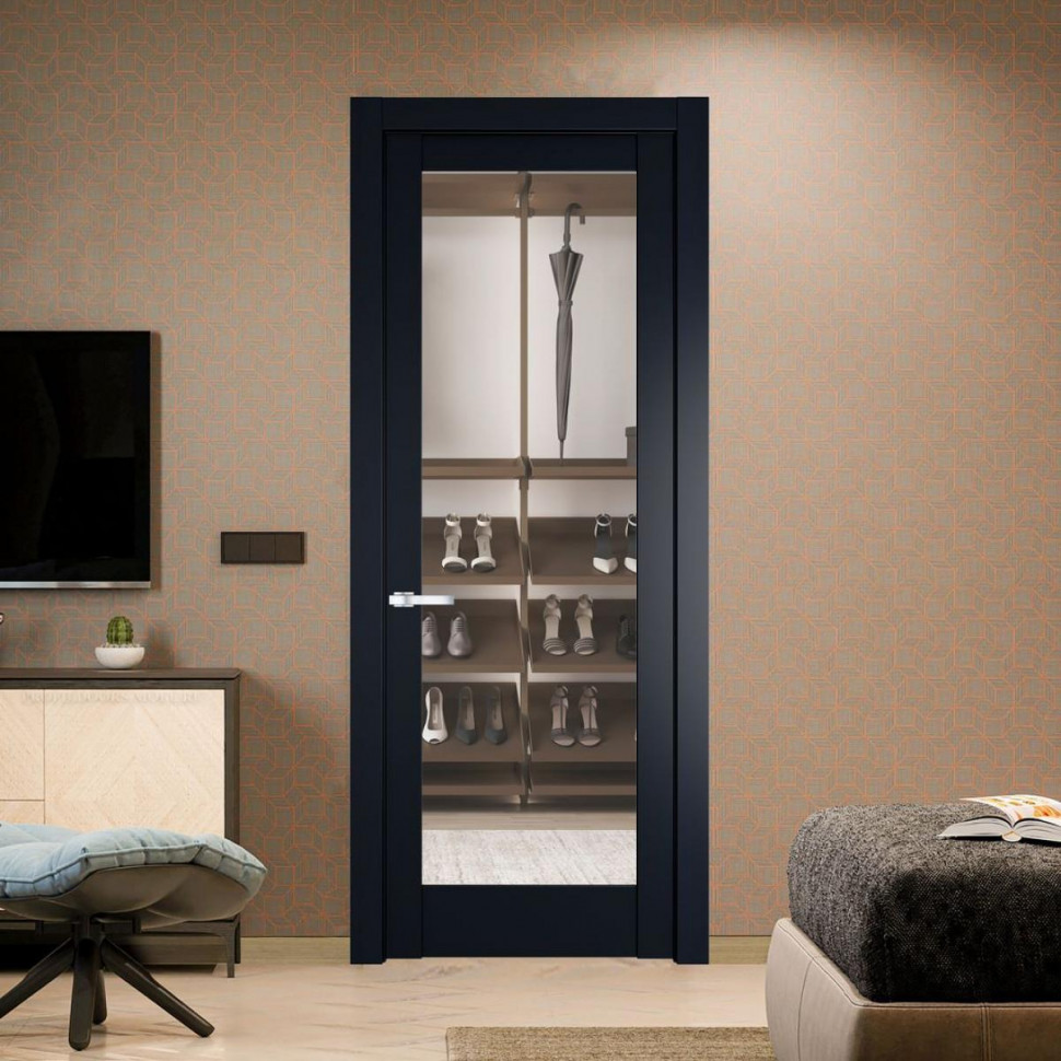 Межкомнатная дверь ProfilDoors 3.1.2 PD цвет Нэви Блу вставка Прозрачное