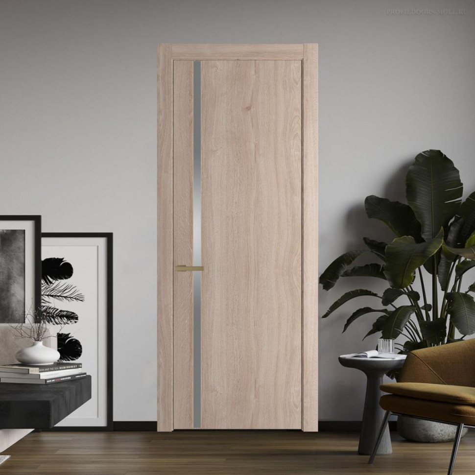 Межкомнатная дверь ProfilDoors 21 NW Дуб Сонома молдинг Золото стекло Lacobel Серебряный лак