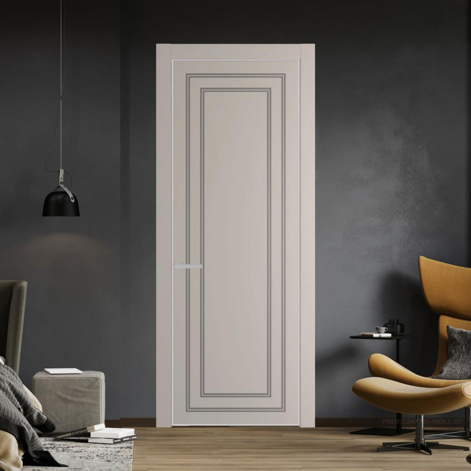 Межкомнатная дверь ProfilDoors 26 PE с фрезерованным рисунком Сэнд с алюминиевой кромкой Матовая