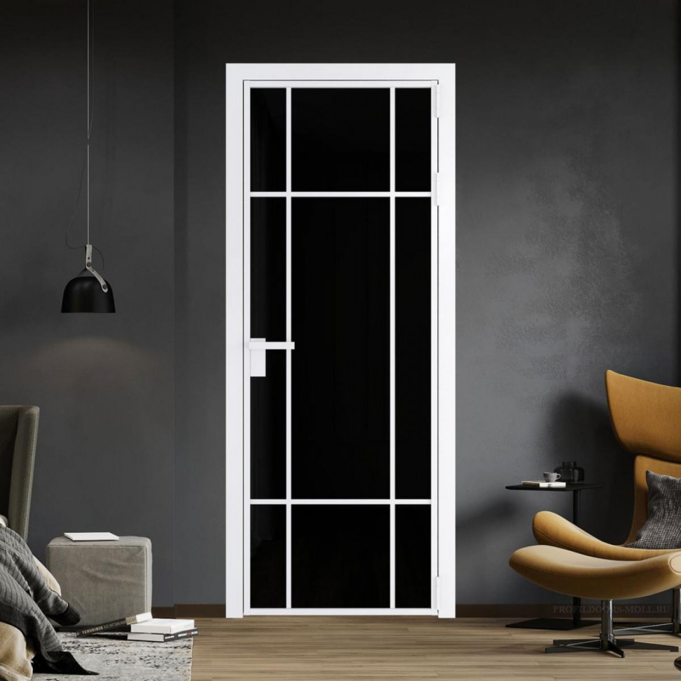 Межкомнатная дверь ProfilDoors 8 AG стекло Триплекс черный цвет профиля Вайт