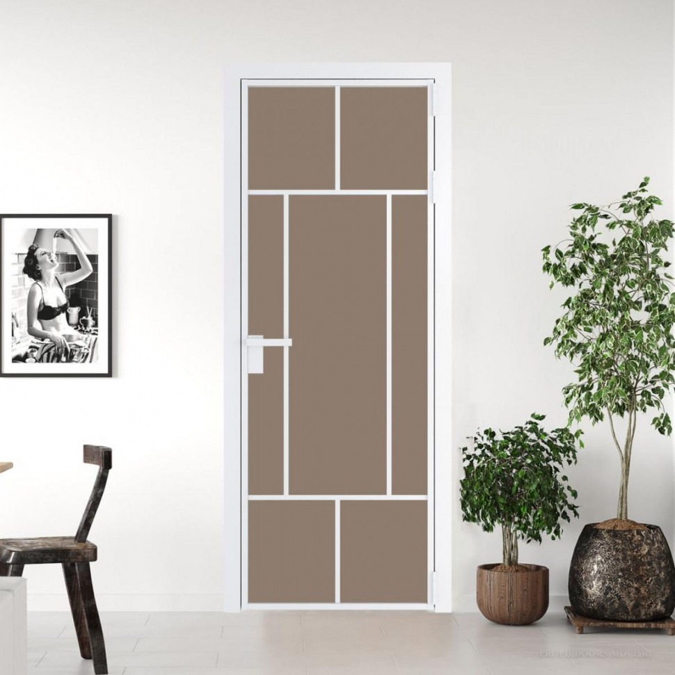 Межкомнатная дверь ProfilDoors 10 AG стекло Монохром капучино триплекс цвет профиля Вайт
