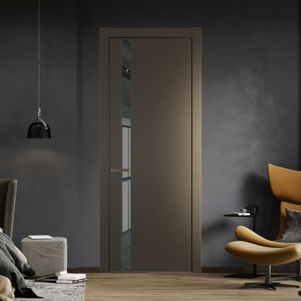 Межкомнатная дверь ProfilDoors 18 PW Перламутр бронза Зеркало Grey молдинг Деорэ