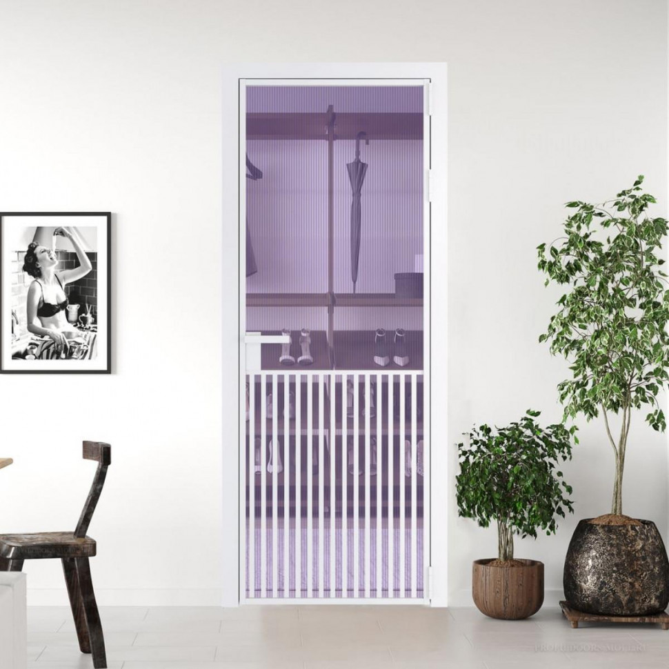 Межкомнатная дверь ProfilDoors 15 AG стекло Мору фиолетовое цвет профиля Вайт