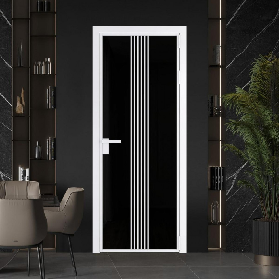 Межкомнатная дверь ProfilDoors 18 AG стекло Триплекс черный цвет профиля Вайт