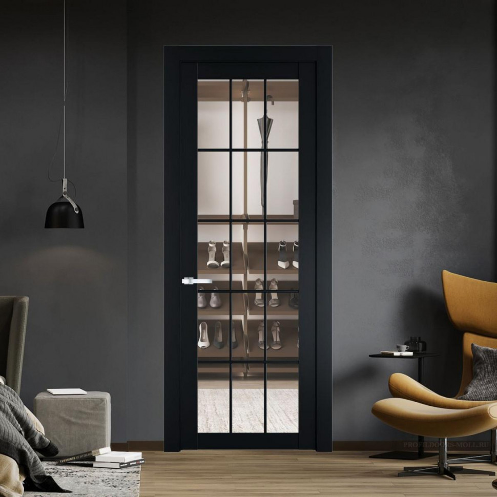 Межкомнатная дверь ProfilDoors 2.1.2 (р.15) PD цвет Блэк вставка Прозрачное
