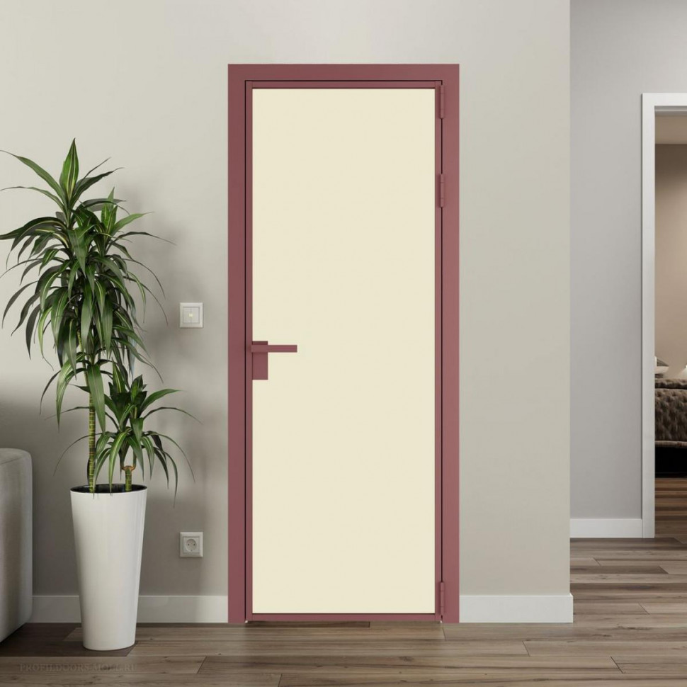 Межкомнатная дверь ProfilDoors 1 AG стекло Монохром жемчуг триплекс цвет профиля Красный антрацит
