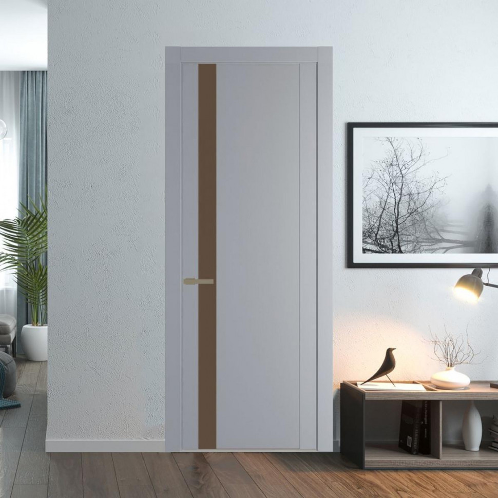 Межкомнатная дверь ProfilDoors 1.2P Смоки Монохром гляссе молдинг Шампань