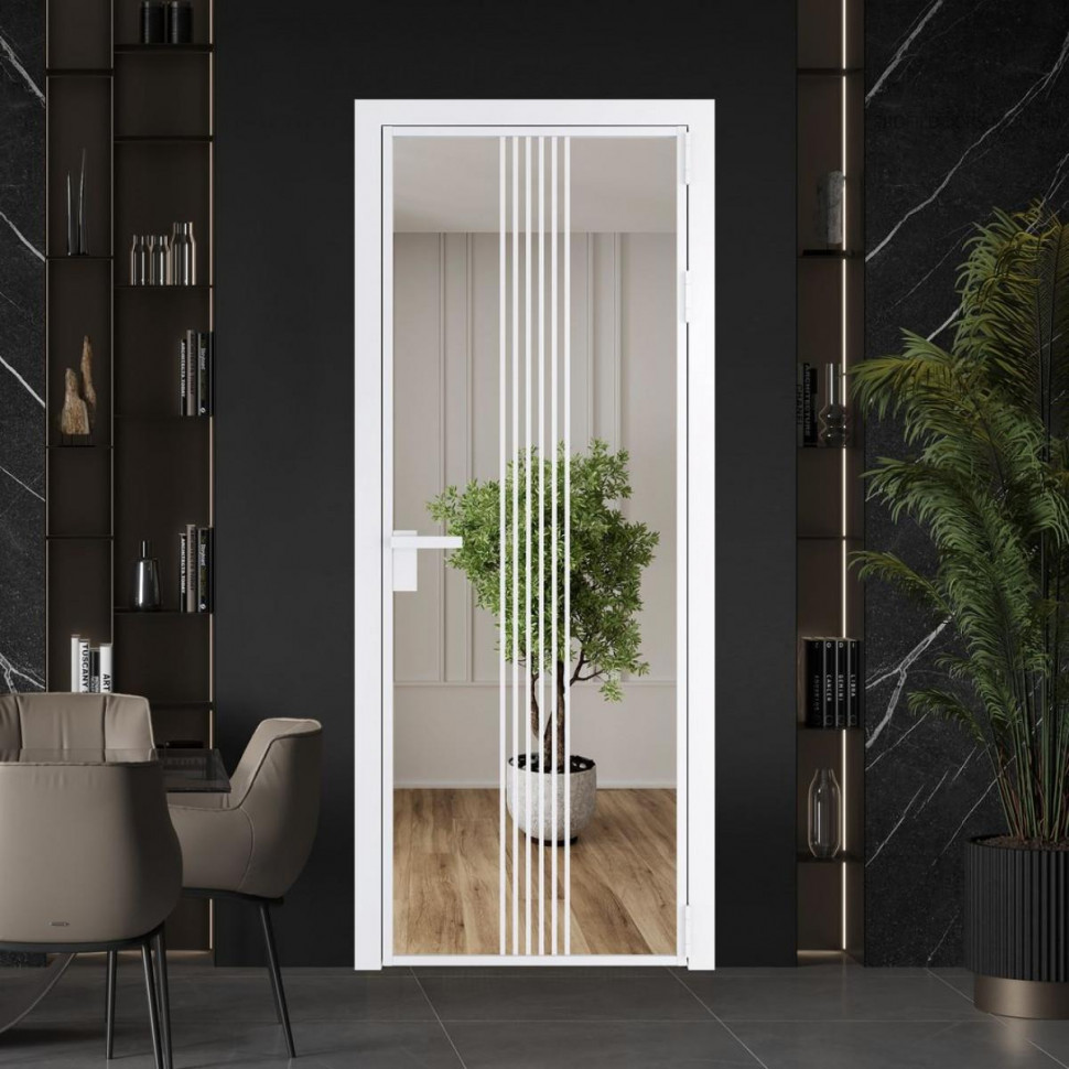 Межкомнатная дверь ProfilDoors 18 AG стекло Зеркало цвет профиля Вайт