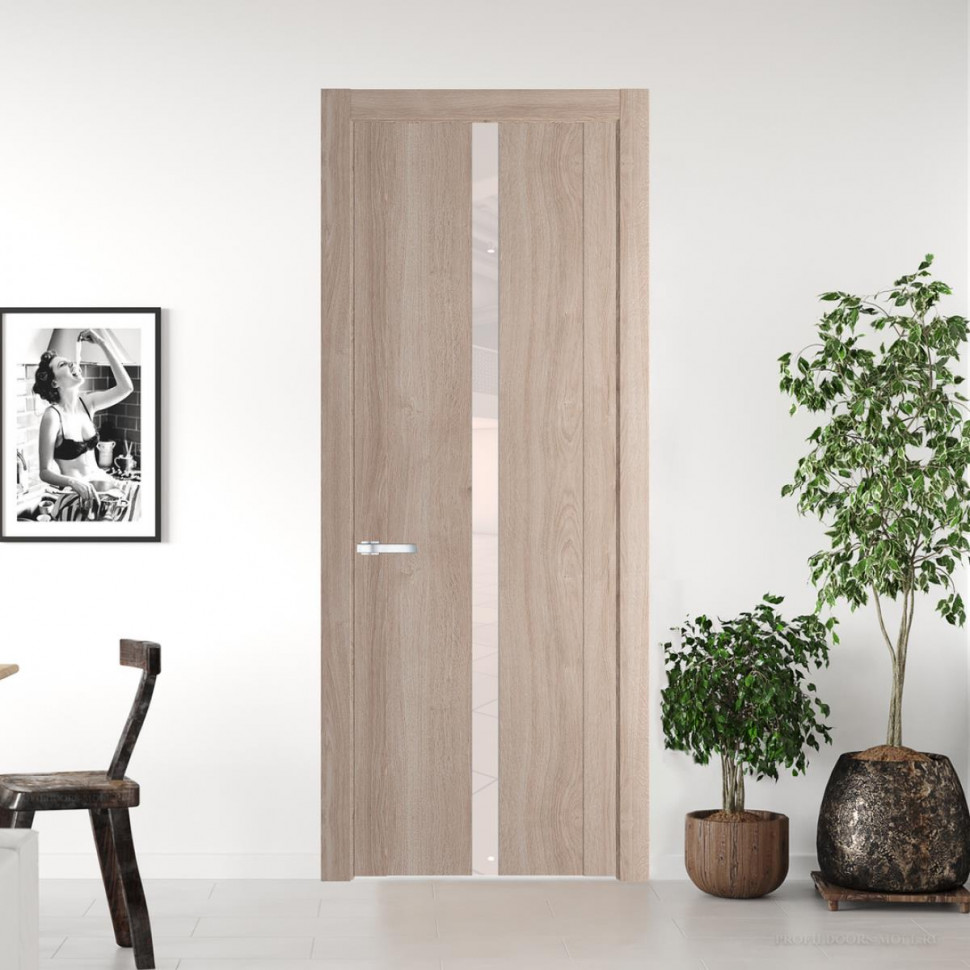 Межкомнатная дверь ProfilDoors 1.8 N Дуб Сонома с вставкой стекла перламутровый лак
