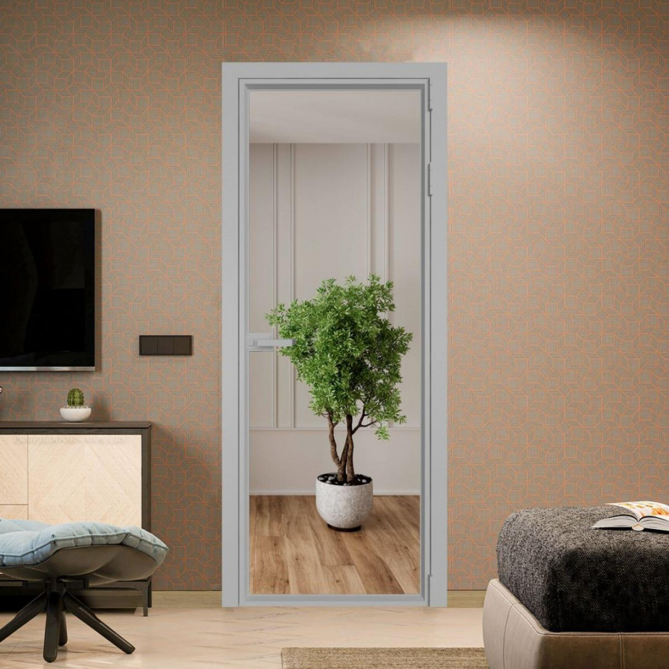 Межкомнатная дверь ProfilDoors 1 AV Зеркало профиль Серебро