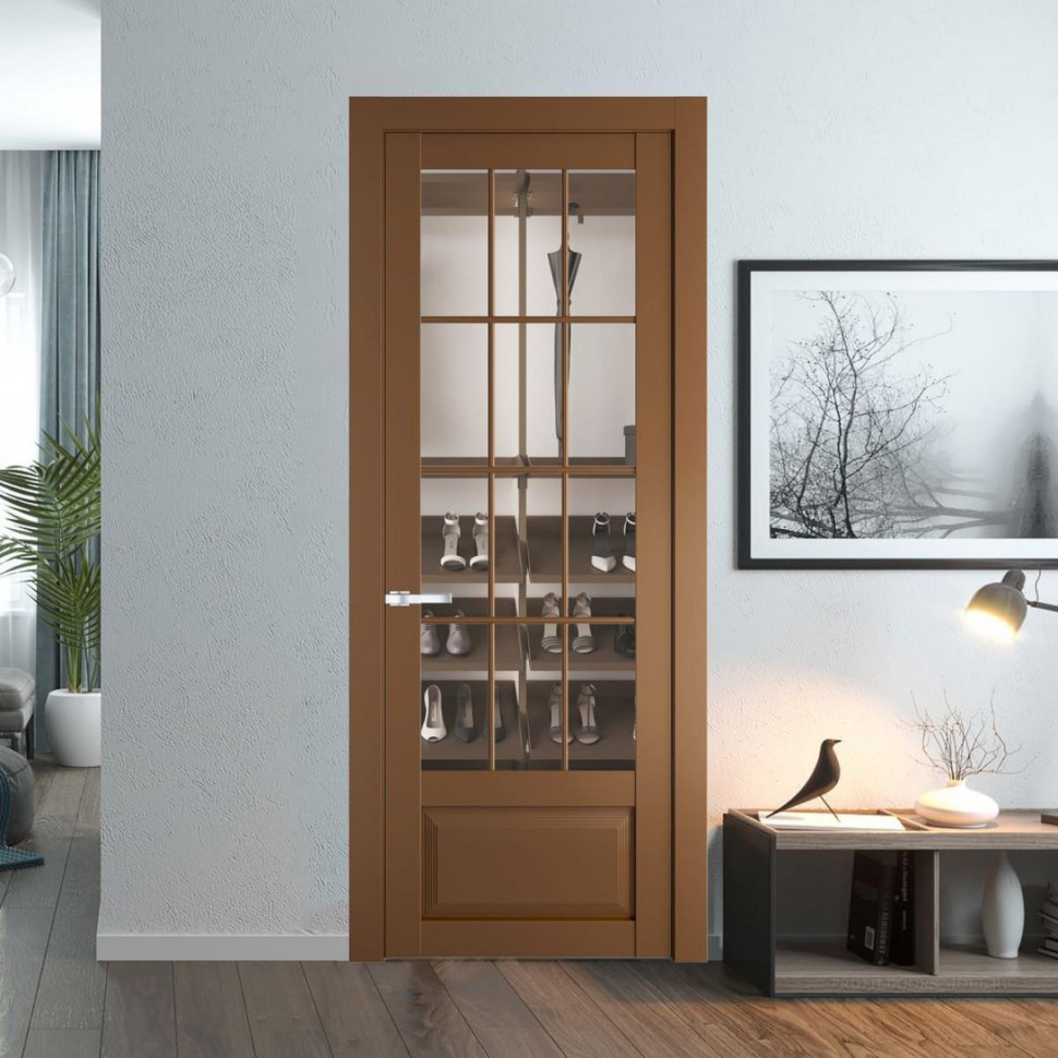Межкомнатная дверь ProfilDoors 2.2.2 (р.12) PD цвет Перламутр золото вставка Прозрачное