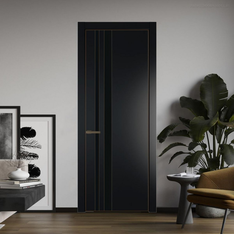 Межкомнатная дверь ProfilDoors 20 PA Блэк с профилем Деорэ с стеклом  монохром черный