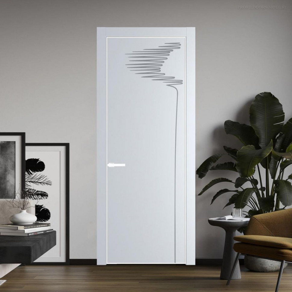 Межкомнатная дверь ProfilDoors 25 PA с фрезерованным рисунком Вайт с профилем Вайт