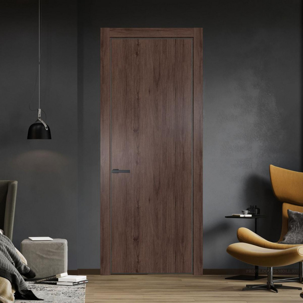 Межкомнатная дверь ProfilDoors 1 NE Дуб Тобакко с кромкой Серая Ночь