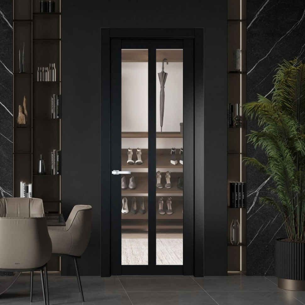 Межкомнатная дверь ProfilDoors 2.7.2 PD цвет Блэк вставка Прозрачное