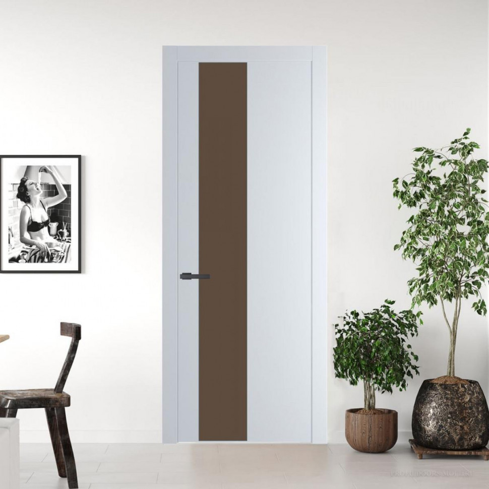 Межкомнатная дверь ProfilDoors 19 PW Вайт Монохром гляссе молдинг Серая ночь