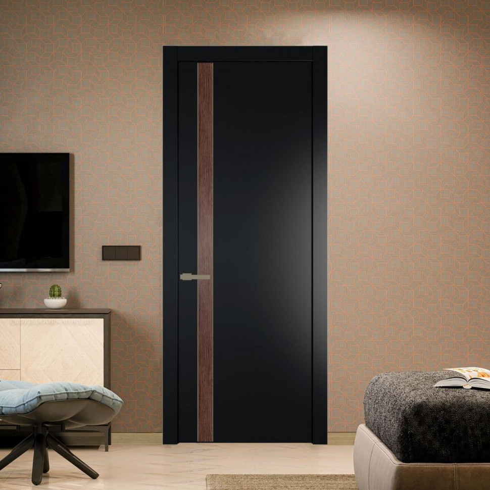 Межкомнатная дверь ProfilDoors 18 PW Блэк Дуб Тобакко молдинг Шампань
