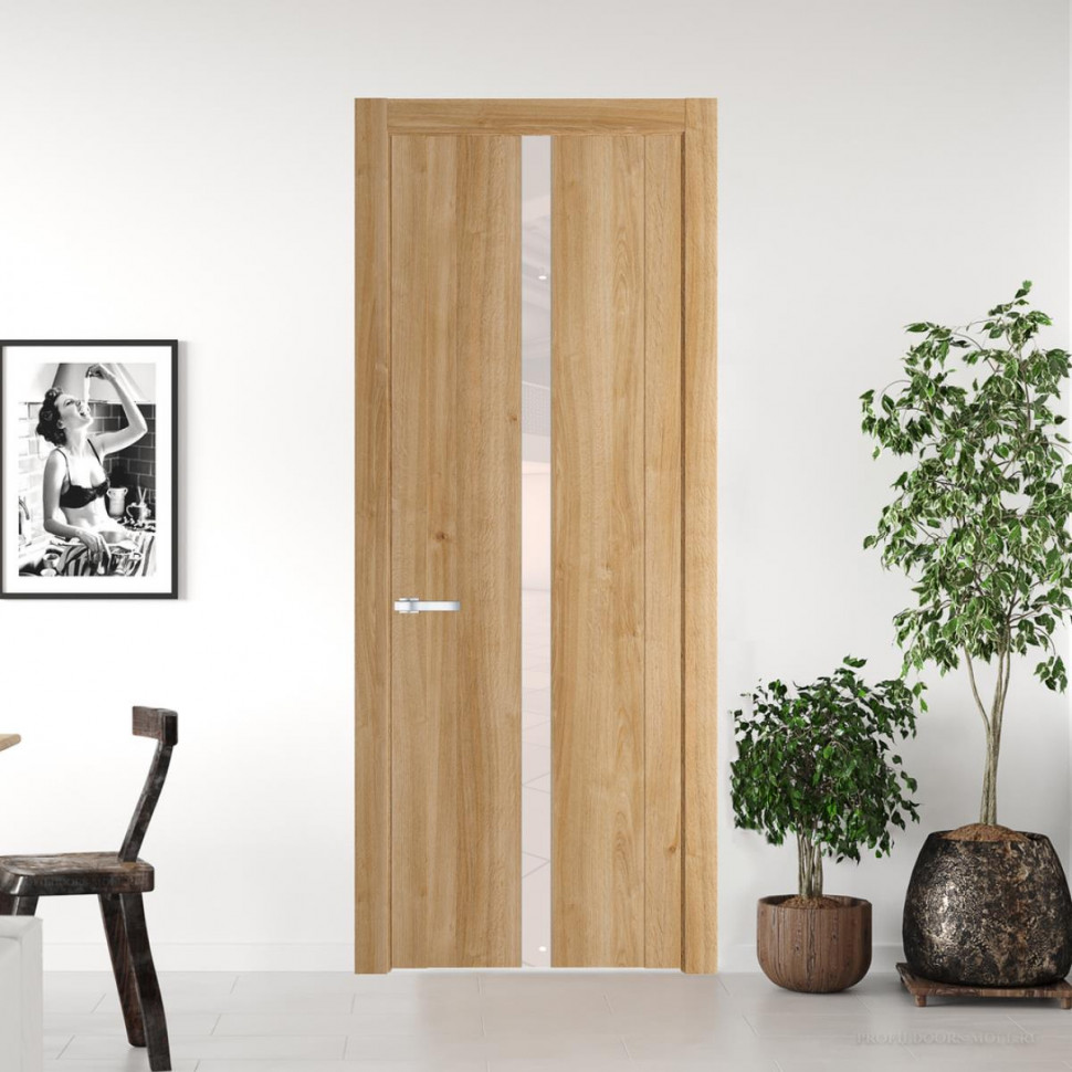 Межкомнатная дверь ProfilDoors 1.8 N Дуб Карамель с вставкой стекла перламутровый лак