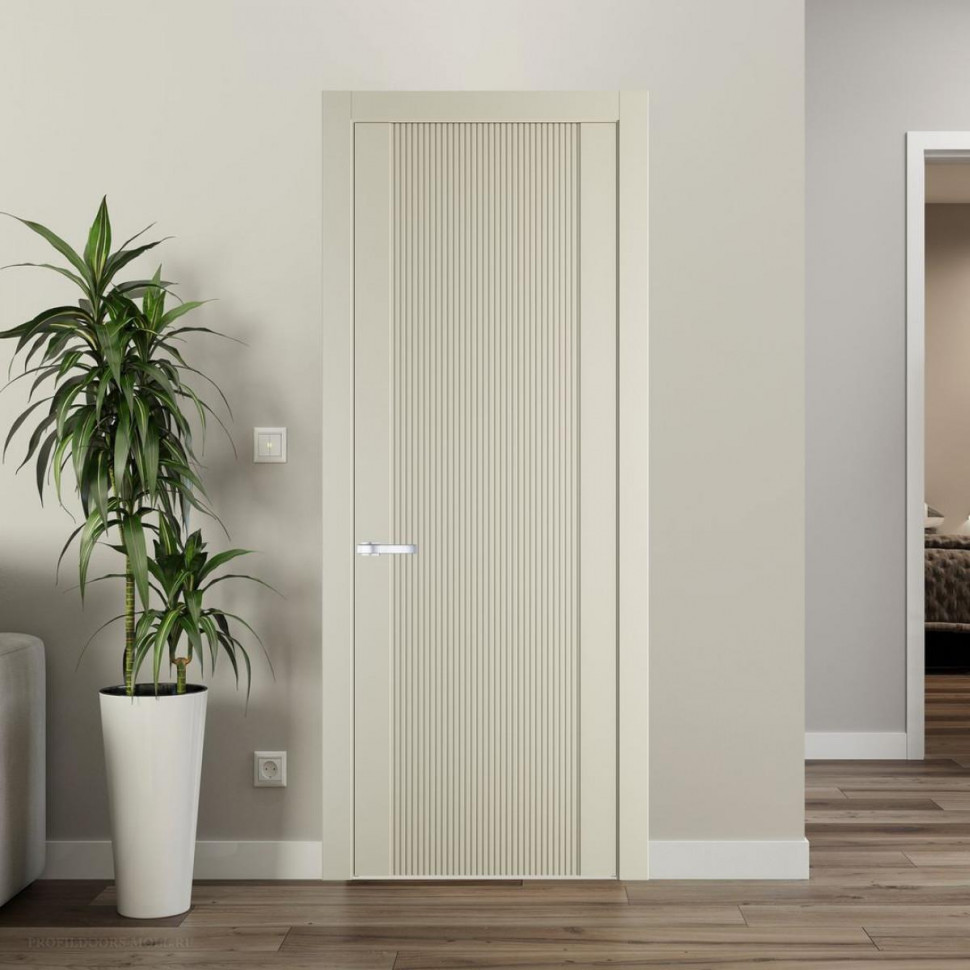 Межкомнатная дверь ProfilDoors 1.12P Перламутр белый Глухая с фрезерованным рисунком
