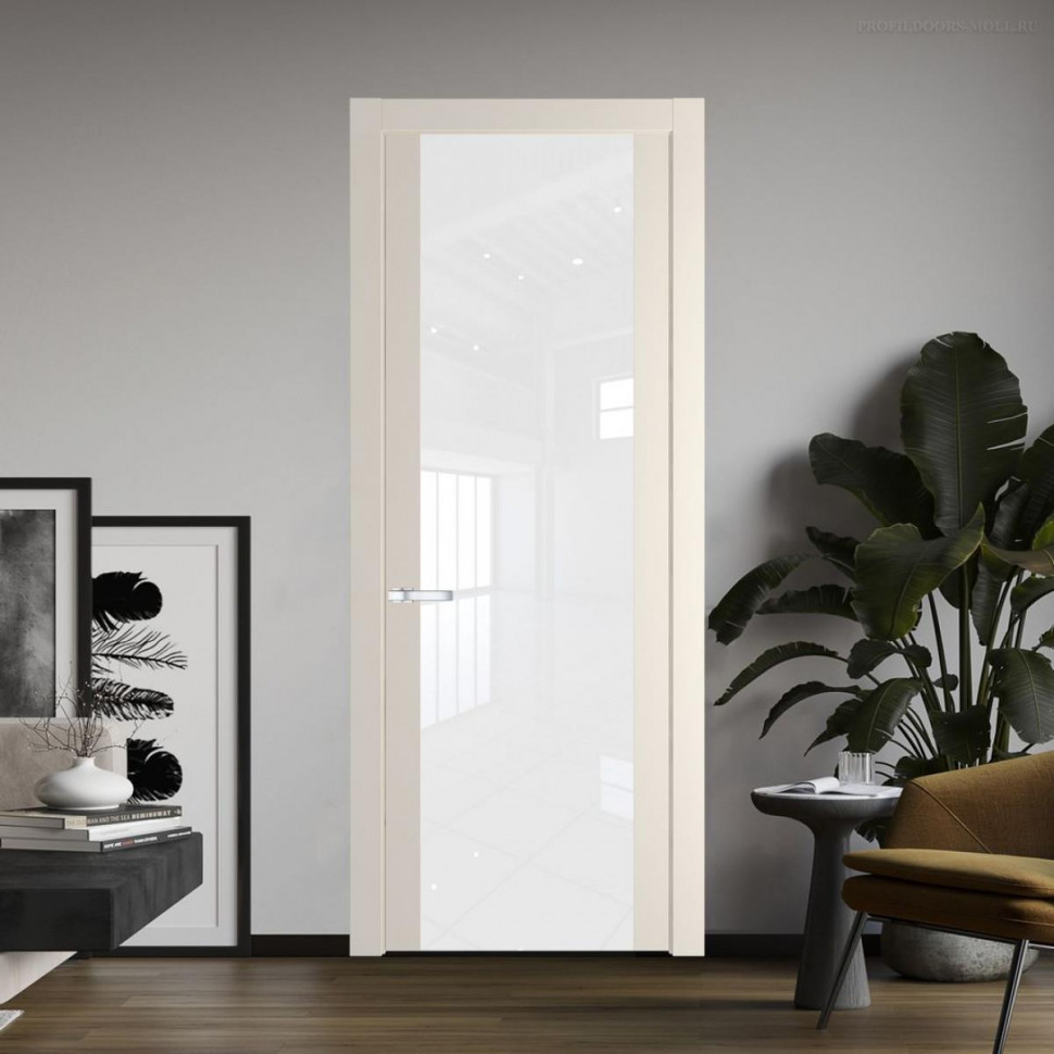 Межкомнатная дверь ProfilDoors 1.13P Кремовая Магнолия Белый триплекс