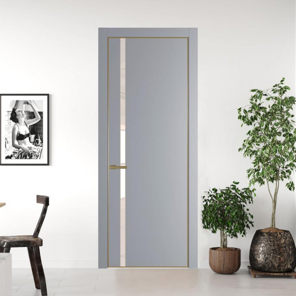 Межкомнатная дверь ProfilDoors 21 PA Смоки с профилем Золото с стеклом перламутровый лак