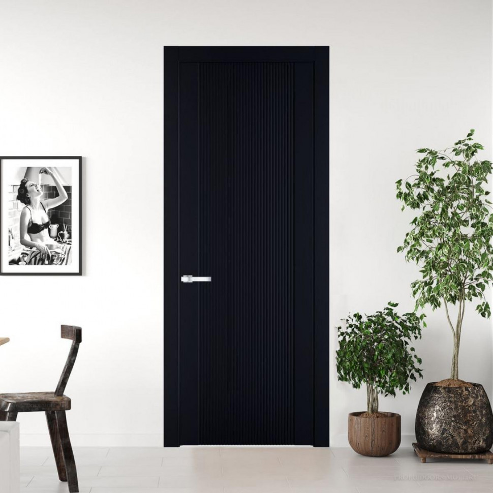 Межкомнатная дверь ProfilDoors 1.12P Нэви Блу Глухая с фрезерованным рисунком