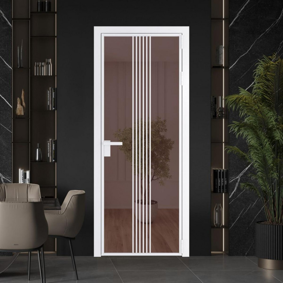 Межкомнатная дверь ProfilDoors 18 AG стекло Золотистая бронза цвет профиля Вайт