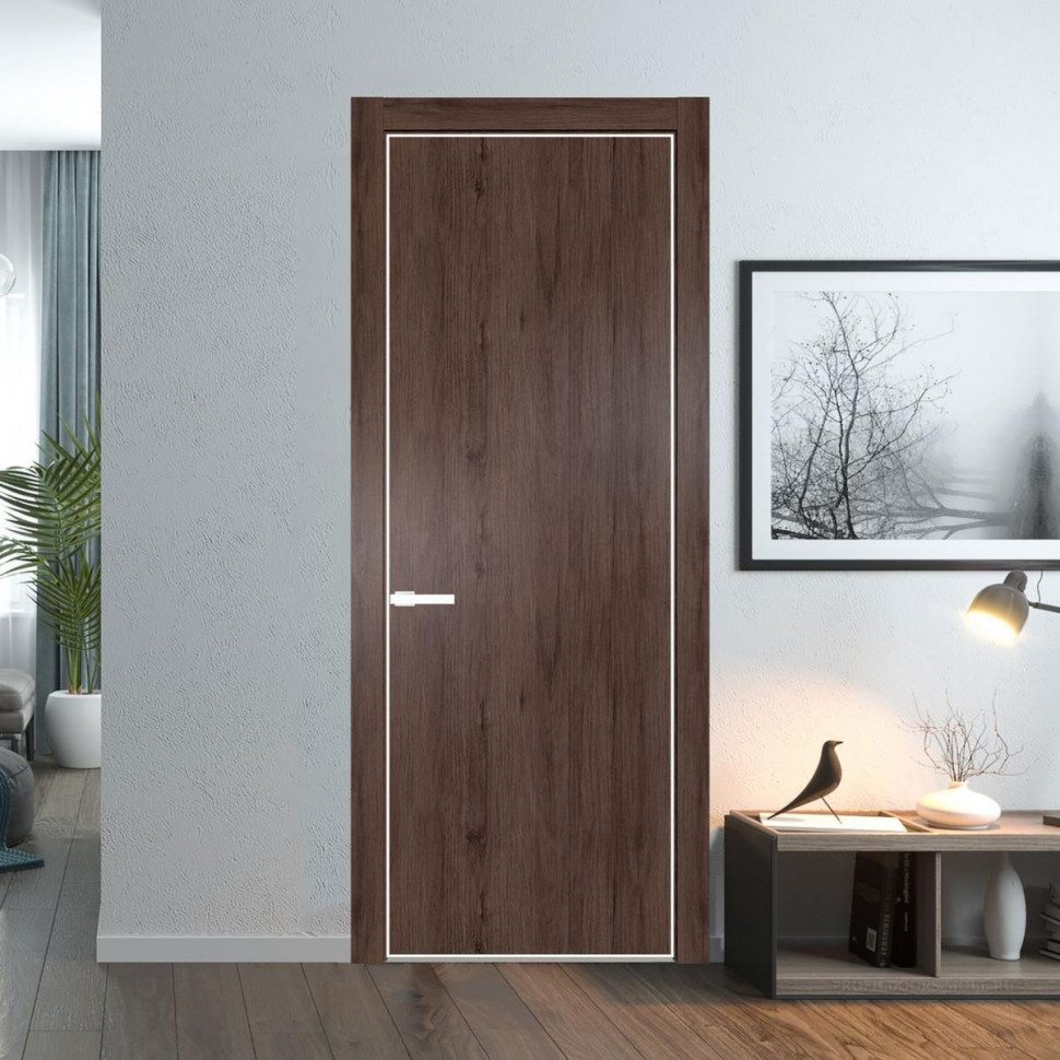 Межкомнатная дверь ProfilDoors 1 NE Дуб Тобакко с кромкой Вайт