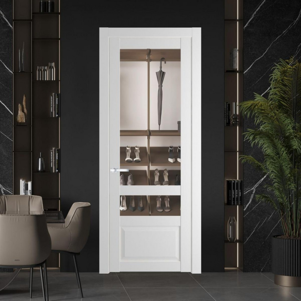 Межкомнатная дверь ProfilDoors 2.5.4 PD цвет Крем Вайт вставка Прозрачное