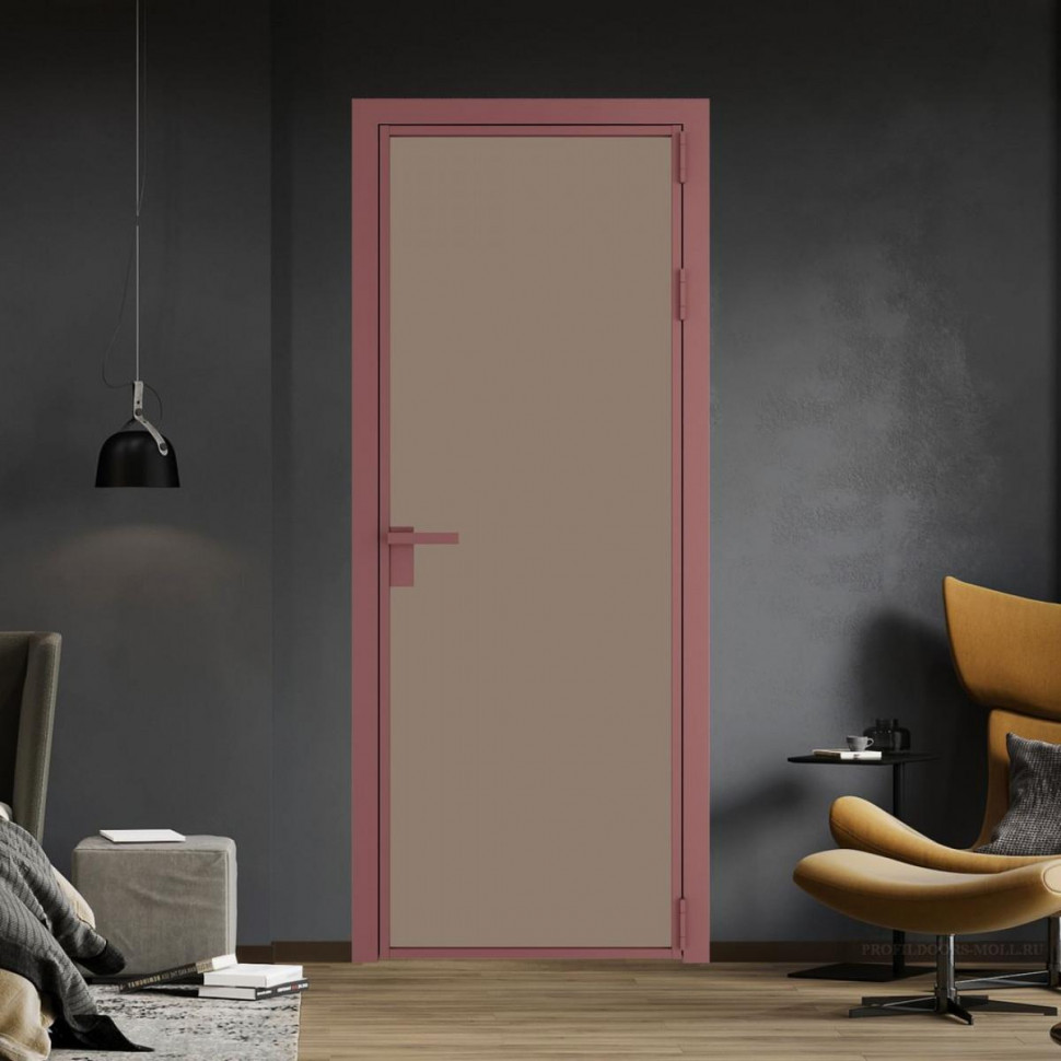 Межкомнатная дверь ProfilDoors 1 AG стекло Монохром капучино триплекс цвет профиля Красный антрацит