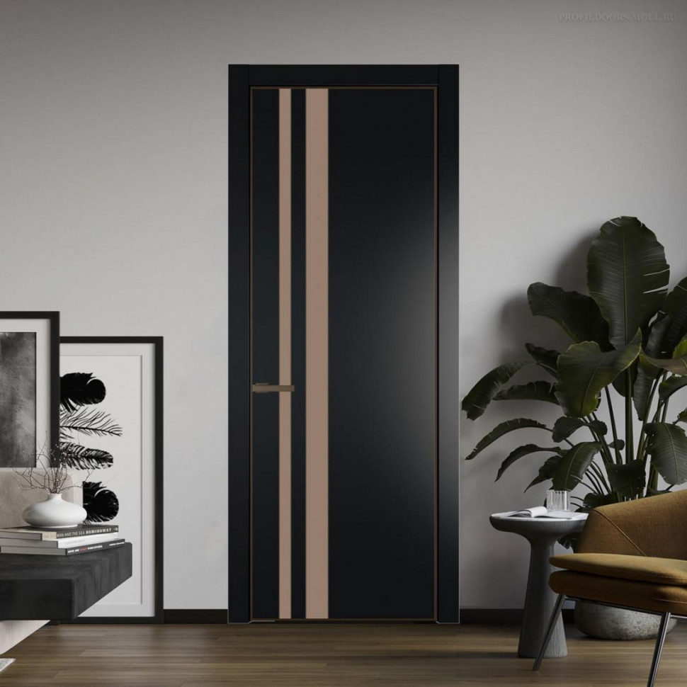 Межкомнатная дверь ProfilDoors 20 PA Блэк с профилем Деорэ с стеклом  монохром капучино