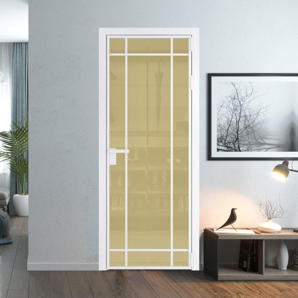 Межкомнатная дверь ProfilDoors 5 AG стекло Кризет золото цвет профиля Вайт