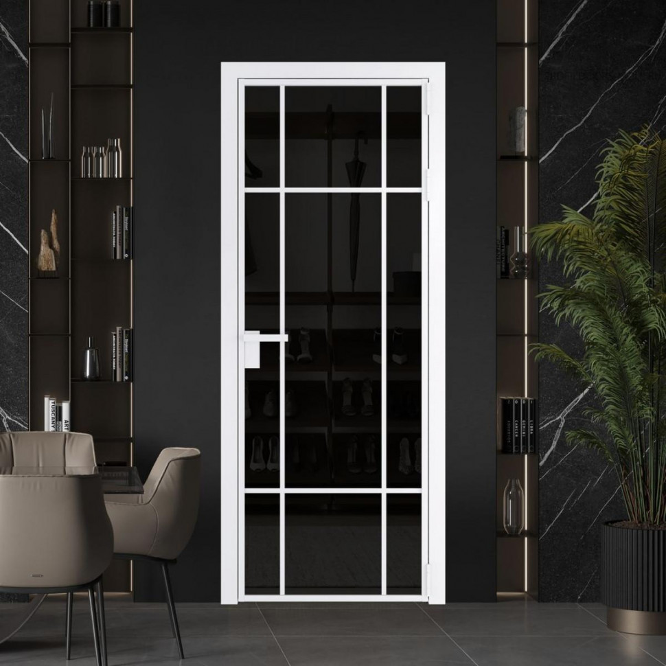 Межкомнатная дверь ProfilDoors 8 AG стекло Черное тонированное цвет профиля Вайт