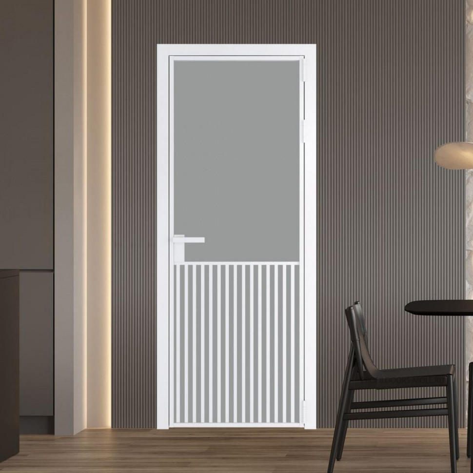 Межкомнатная дверь ProfilDoors 15 AG стекло Монохром серый триплекс цвет профиля Вайт