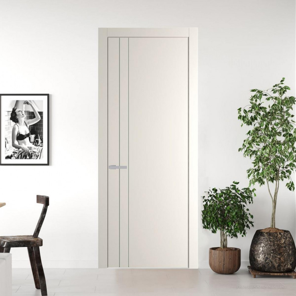 Межкомнатная дверь ProfilDoors 12 PW Перламутр белый Глухая молдинг Зеленый воск