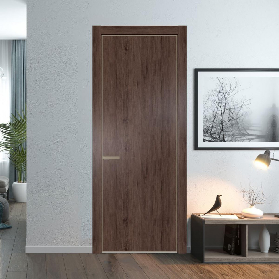 Межкомнатная дверь ProfilDoors 1 NE Дуб Тобакко с кромкой Никель