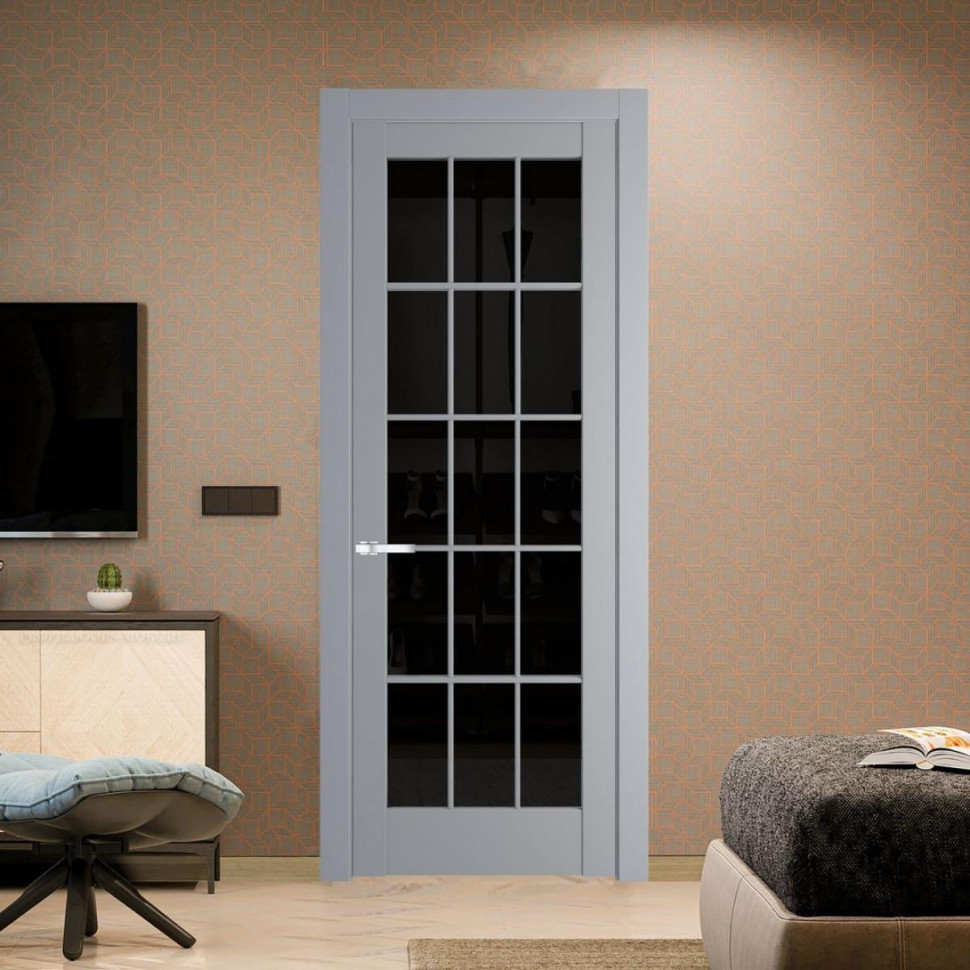 Межкомнатная дверь ProfilDoors 4.1.2 (р.15) PD цвет Смоки вставка Черное тонированное